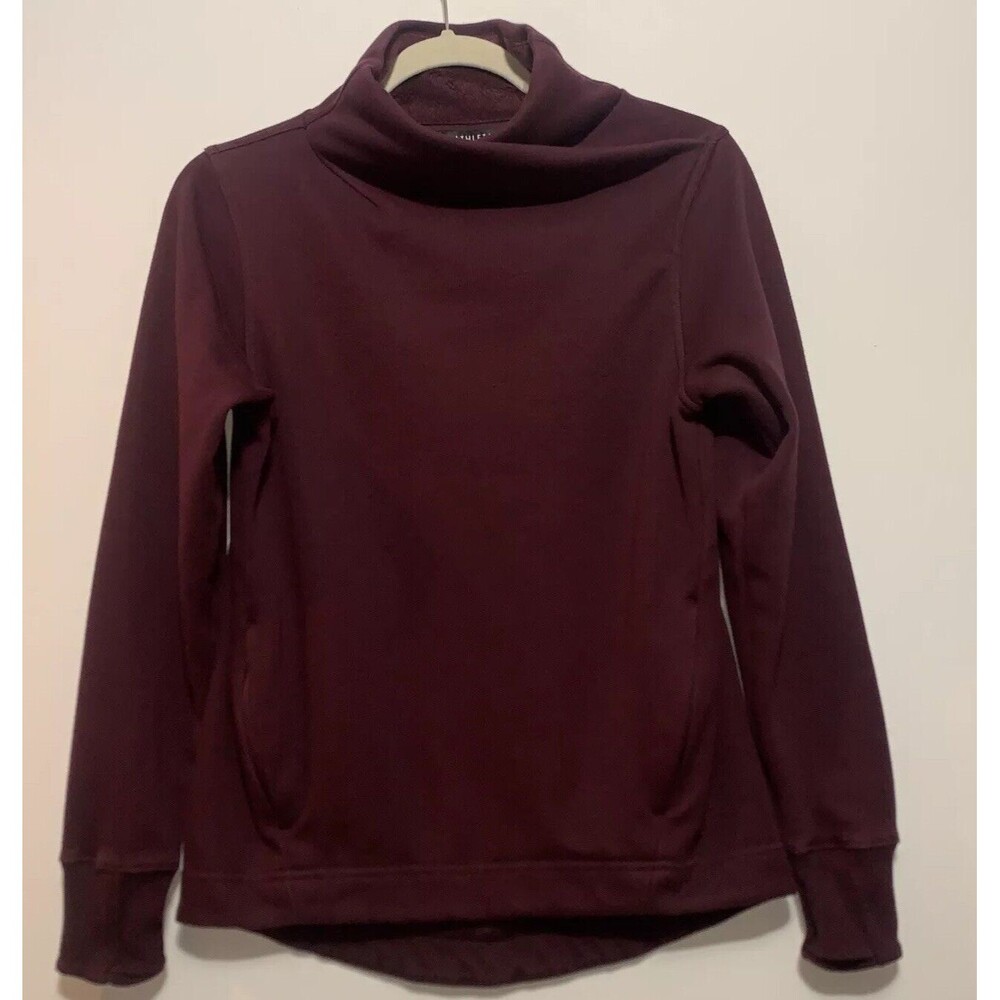 Athleta Women's Size XXSmall Burgundy Cowl Neck Pullover Sweatshirt Thumbholes
